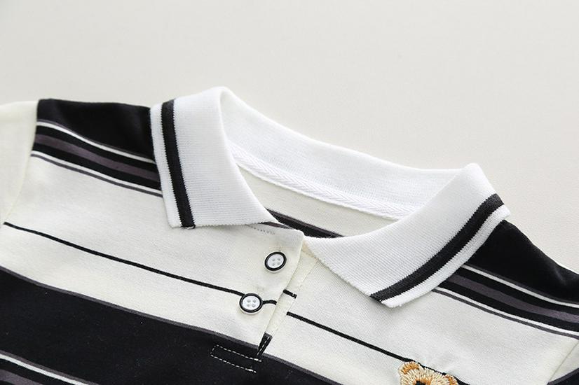 Boys' Summer 2026 Polo Shirt & Shorts Set: Striped Two-Piece for Toddlers and Kids