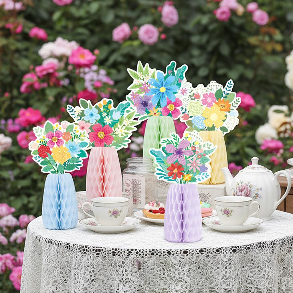 Colored Paper Vase Honeycomb Holiday Decoration for Easter Tabletop Centerpieces Wedding Receptions Festival Decoration