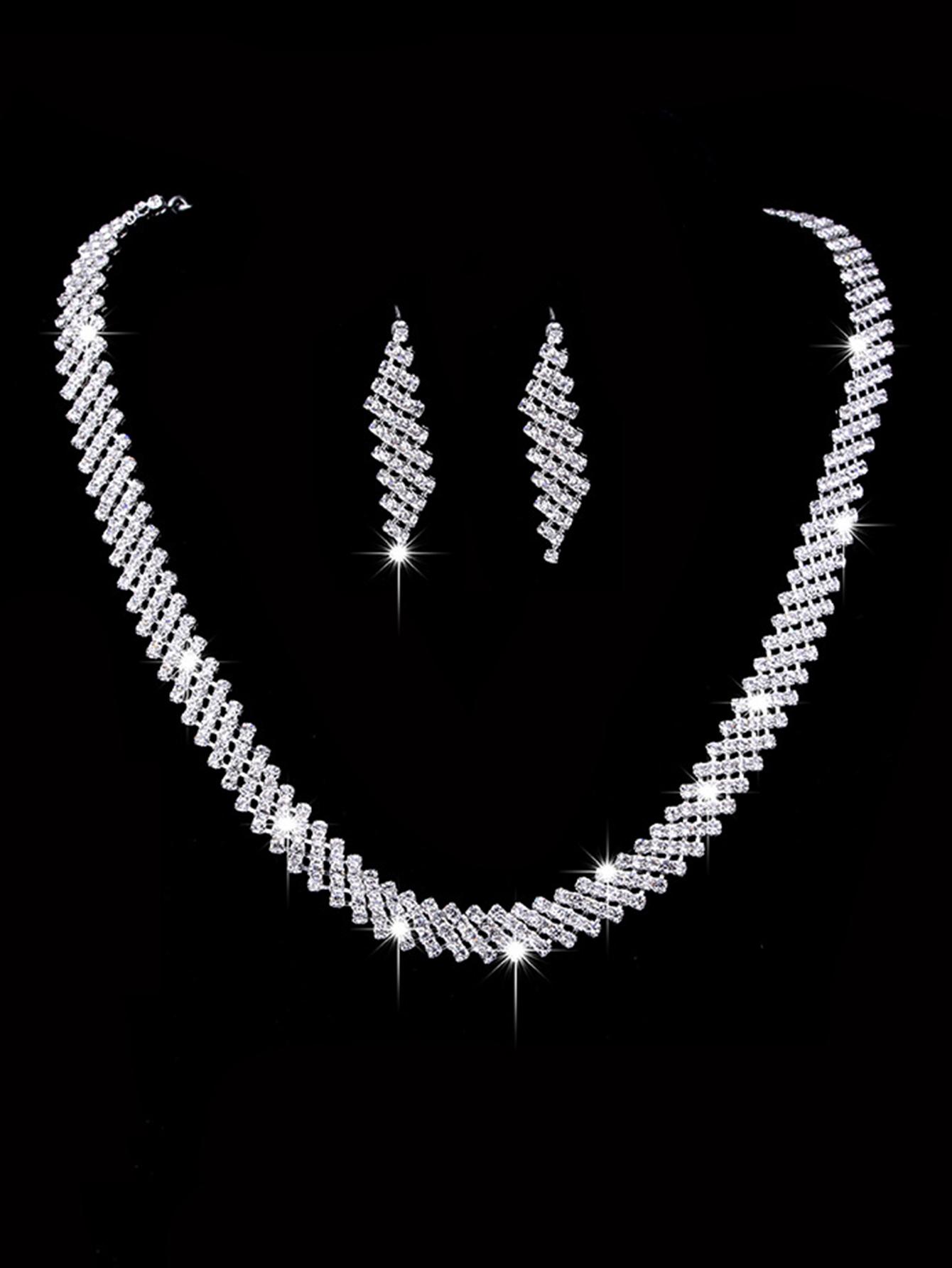 

3 шт. Женский цирконовый набор, серьги с кристаллами, ожерелье, новые свадебные вечерние роскошные модные аксессуары copper&45cm