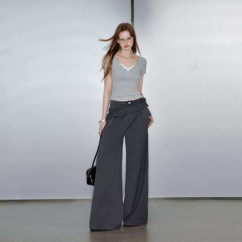 unifree Loose Wide-Leg Pants with Belt