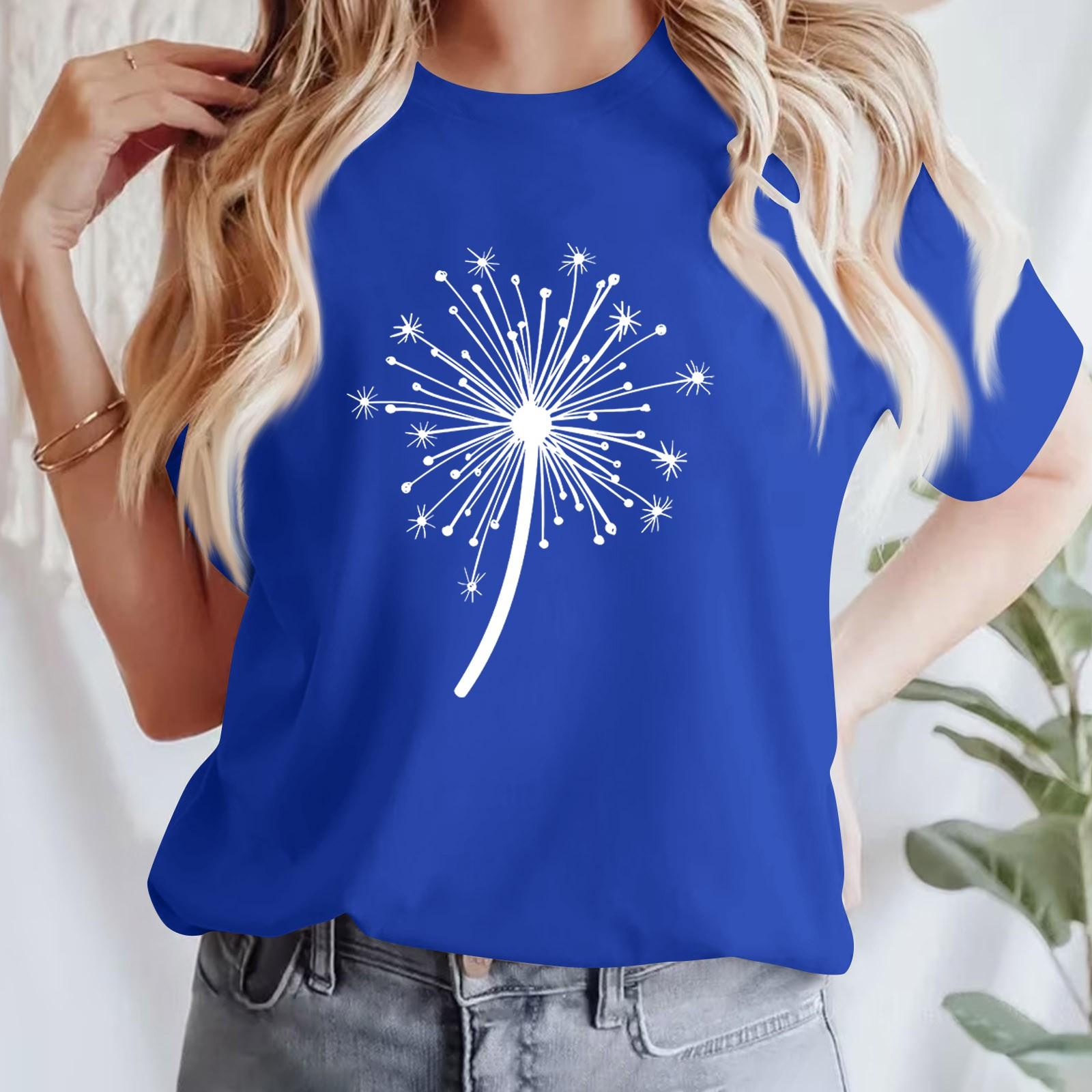 

Женская повседневная футболка с принтом, пуловер с круглым вырезом, топ с короткими рукавами M