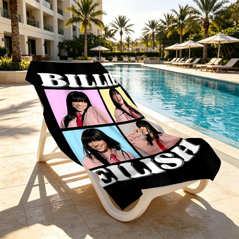 Billie Eilish Print Beach Towel Design, Soft, Lightweight. for Home Bathroom, Spa, Pool, Yoga, Surfing, Camping, Gift for Family, Friend