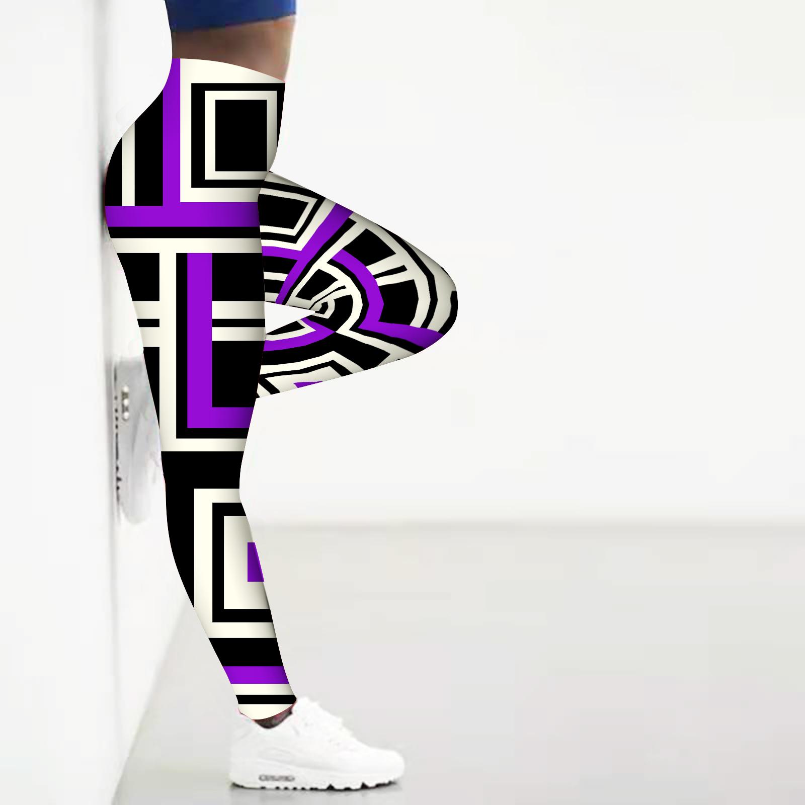 

Жіночі легінси для йоги з принтом лабіринт, що стрейч, штани для фітнесу, бігу в тренажерному залі 8XL фіолетовий