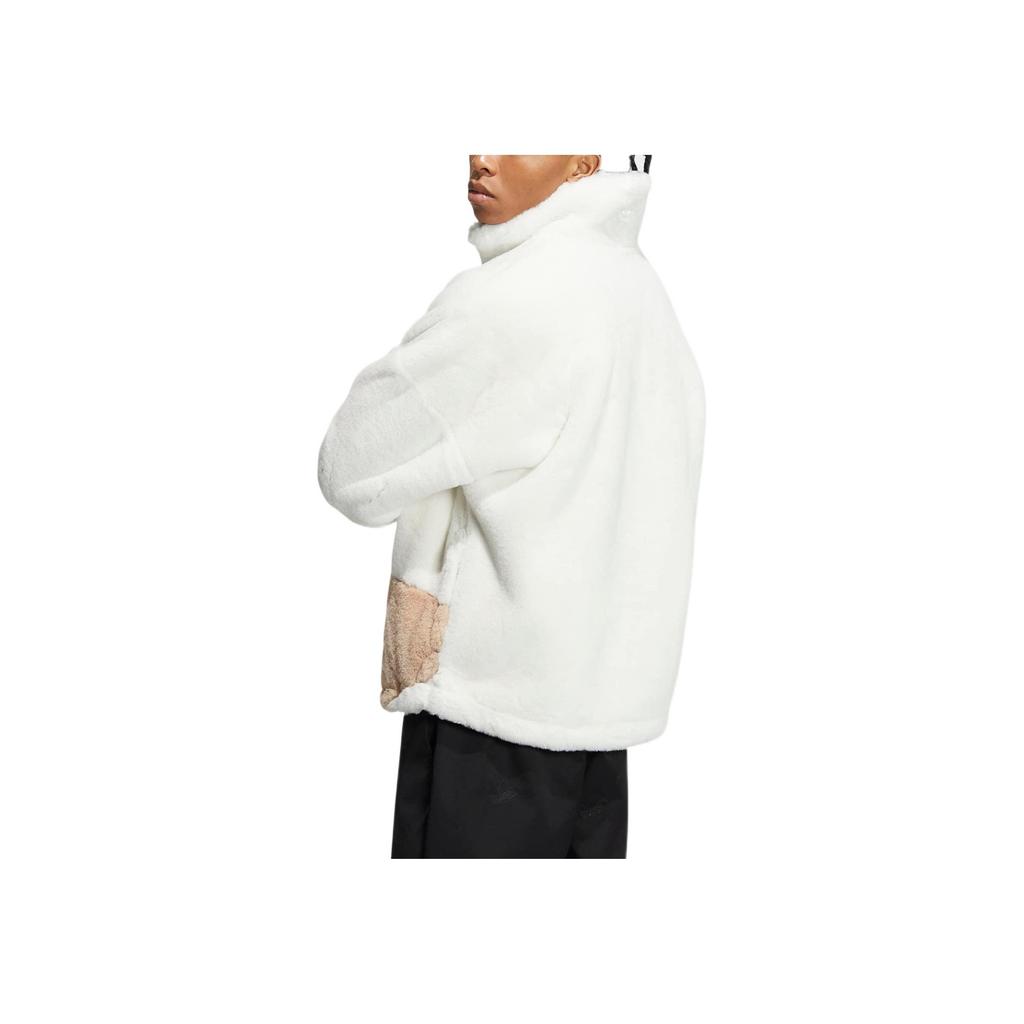 Adidas Originals Fur Jacket With Large Logo, Zip Stand-Up Collar And Drawstring Unisex Tops Multicolor HR3485