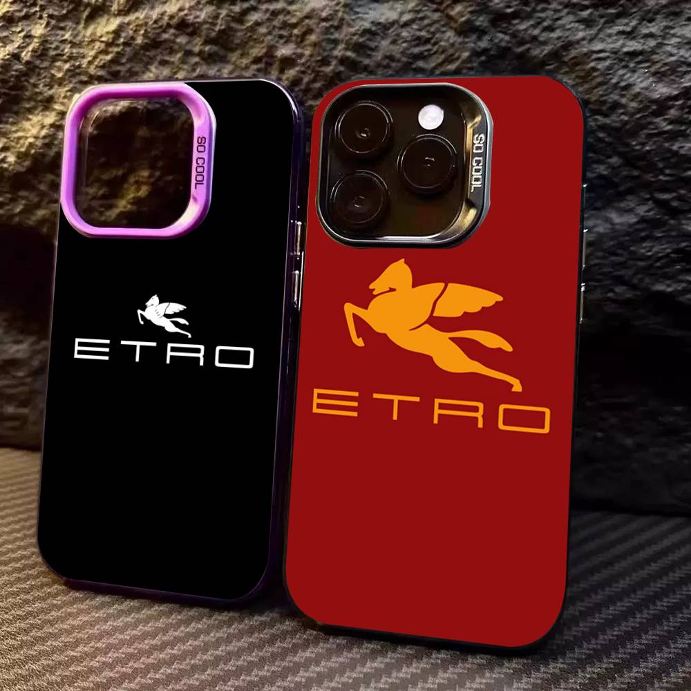 Fashion And Luxury E-Etro Phone Case For IPhone 17 16 15 14 11 12 13 Pro Max Plus Pro Colored Silver Cover