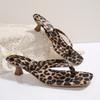 Fashion Women Slippers High Quality Women Sexy Shoes Bow Knot Leopard Print High Heel Sandals Beach Comfortable Slippers Slide Women