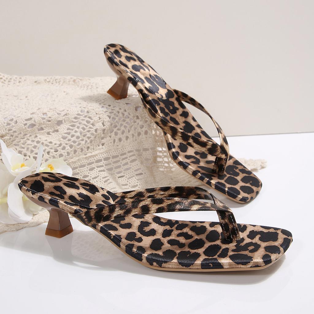Fashion Women Slippers High Quality Women Sexy Shoes Bow Knot Leopard Print High Heel Sandals Beach Comfortable Slippers Slide Women