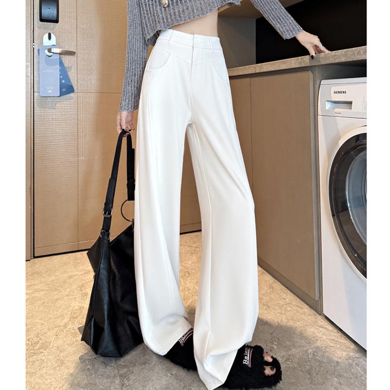 2026 Spring/Autumn New Style High Waist Slim Fit Wide Leg Straight Floor-Length Banana Pants
