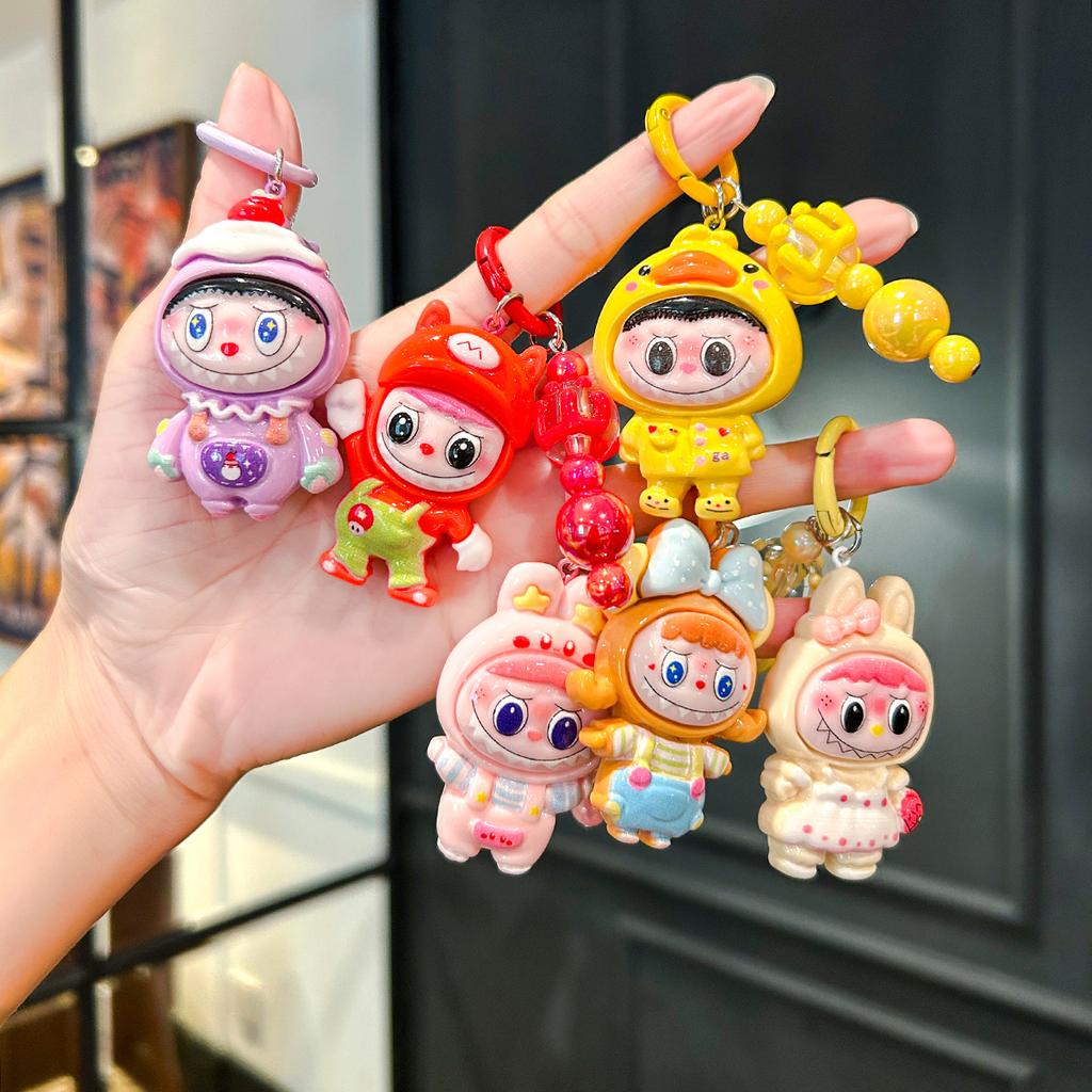 Cute Big Card Drag Rabub Keychain Girl Heart Cartoon Soft Cute Pendant Couple Girlfriend Gift Accessories