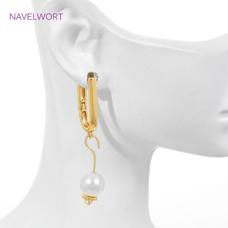 18K Gold Plated Brass Earring Fixtures,Smooth Earwires Earring Hooks,Fasteners For Earrings,DIY Jewelry Making Supplies