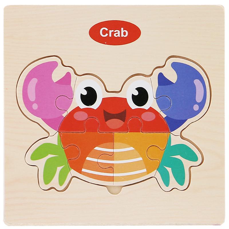 Wooden Cartoon Animal & Transport Puzzle for Toddlers, Educational Toy for Ages 2-3