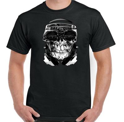 Skull Funny Boogie Box Hi Fi Ghetto Blaster Music Gothic Biker Unisex T-shirt