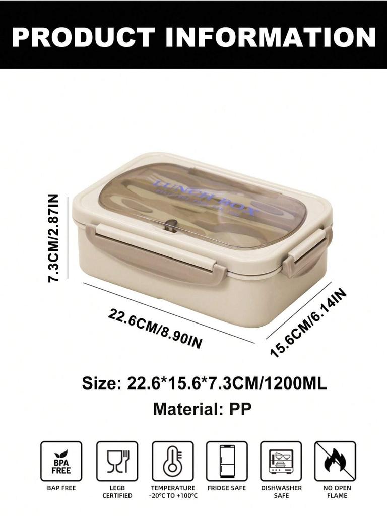 1Pc Bento Box Adult Lunch Box featuring 4 CompartmentsUtensils Sauce Jar Muffin Liners MicrowaveDishwasher Safe Back To School