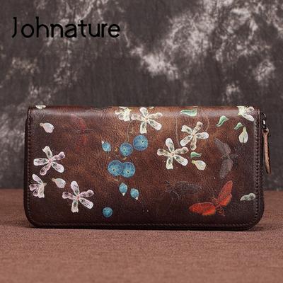 Portafoglio Lungo di Lusso in Vera Pelle Retro Portafogli e Borsellini da Donna 2021 Nuovo Portafoglio Porta Carte Portamonete in Pelle Bovina