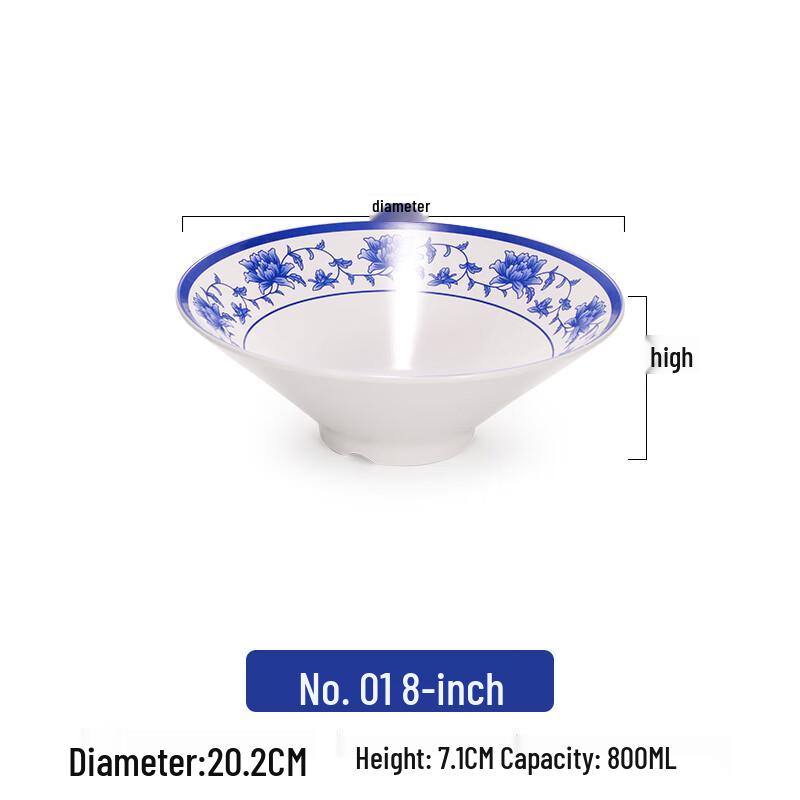 Zhebu Chinese Style Blue & White Melamine Douli Bowl