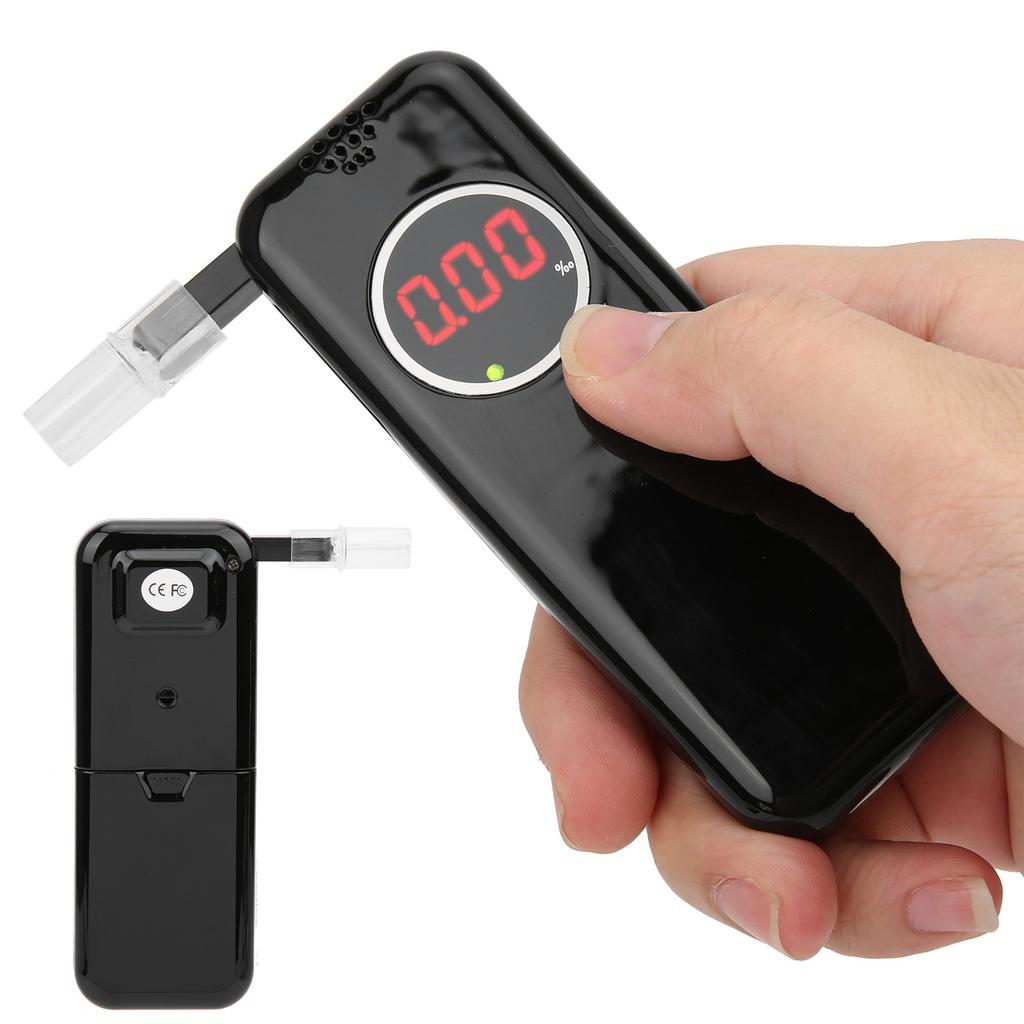 Digitaler Atemtester LCD-Anzeige Alkoholtester Trunkenheitsfahrt-Analysegerät Testwerkzeug W Blasrohr Schwarz