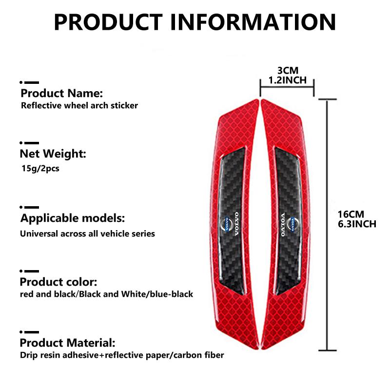 Car Wheel Hub Reflective Stripes Door Handle Safety Warning Sticker For Volvo V60 V90 S60 S80 S90 C30 XC40 XC60 XC70 XC90 V40