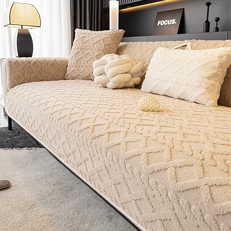 Sofa Cushion Four Seasons Universal Simple and Light Luxury Plush Leather Sofa Non-Slip Cushion Sofa Cover Cover Cloth