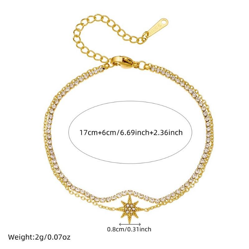 Gold Plated Layered Cubic Zirconia Heart Bracelet Dainty Tennis Chain Jewelry