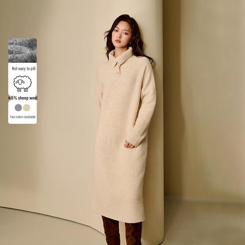 

Трикотажное платье А-силуэта с высоким воротником Inman M