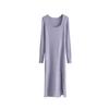 Fall Winter Lazy Wind Loose Square Collar Sweater Dress Women's Long Sleeve Solid Color Knit Wide Split Dresses