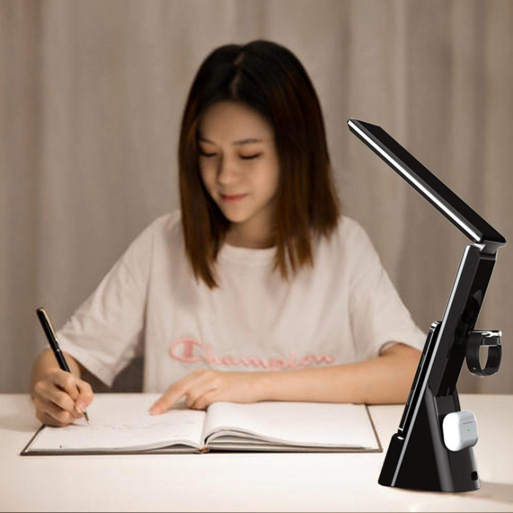 Lampada da Scrivania per la Cura degli Occhi con Caricatore Wireless Dimmerazione Touch Lampade da Tavolo LED Luce da Lettura Pieghevole per