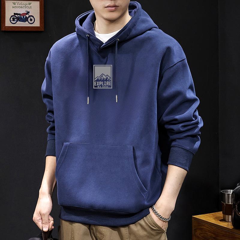 Herren Hoodie mit Retro-Buchstabendruck - Amerikanischer Hong Kong Stil, Lockerer Schnitt, Trendige Freizeitjacke für Frühling/Herbst.