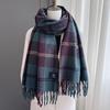 Farbiges Karomuster Quadrat Quaste Imitation Kaschmir Schal Damen Winter Warm Mode Außen Schal Schal