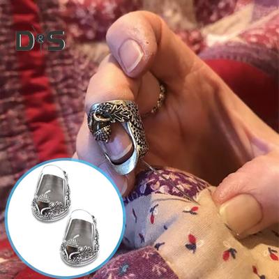 Offener Nagelfingerhut zum Nähen von Hand, Quilten, Vintage-Metallfingerhut, umlaufendes Design, Fingerschutz zum Stricken, Handarbeiten, Heimwerkerwerkzeuge