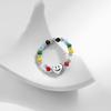 MODIAN 925 Sterling Silver Rainbow Colorful Hearts Smile Romantic Ring Crystal Beads Adjustable Rings For Women Party Jewelry
