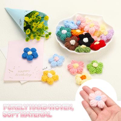 36 Stück Häkelblumen Applikation Blumen für Basteln Nähen Häkelblumen Strauß DIY Haare Kleidung Party Basteln Weihnachtsdeko