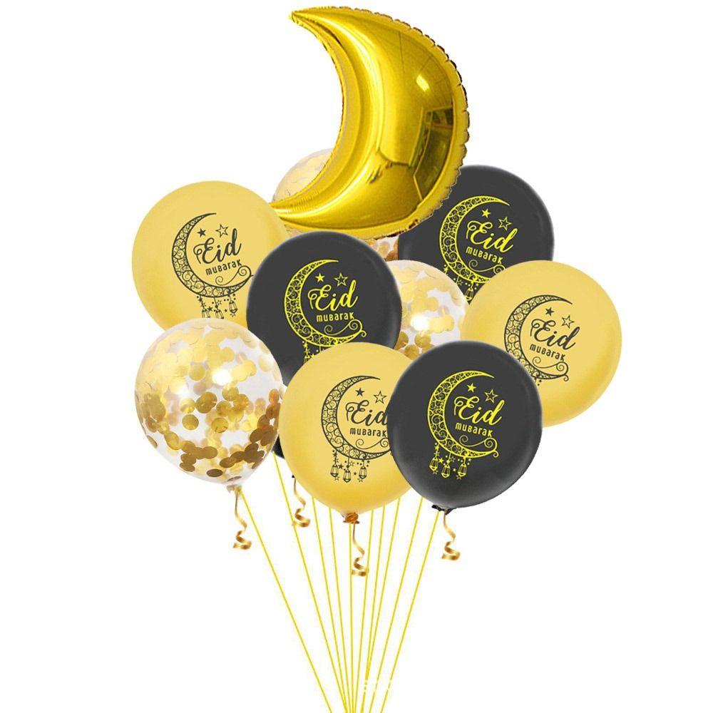

Eid Mubarak Happy Themed Islam Muslim Birthday Moon Balloon Castle Balloon Latex Balloon Kids Toys Black-Moon