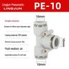 Pneumatic PU Quick Connect Three-Way Straight and Reducing Air Hose Adapter 4/6/8/10/12mm