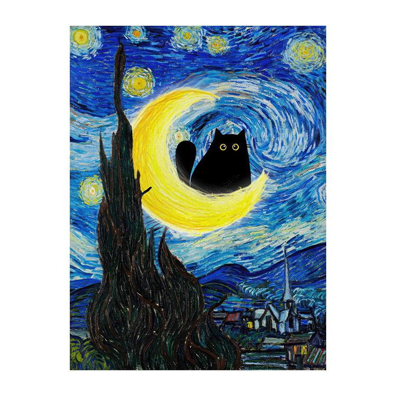 Van Gogh Black Cat Sunflowers Funny Art Matisse Monet Canvas Painting Posters And Prints Wall Pictures For Living Room Decor