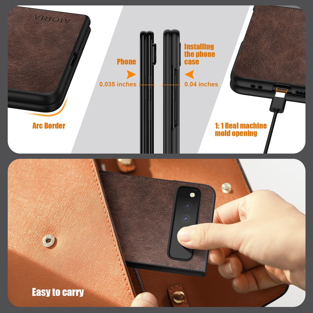 PU-Ledertasche für Google Pixel Fold 5G, schlicht im Business-Stil, Hart-PC mit PU 2-in-1-Material