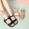 5cm Bequeme Dicke Sohle Weiche Ledersandalen Damen Flache Plateau Schuhe 2025 Sommer Mittelhohe Absätze Sandalen für Büro Mama Strand