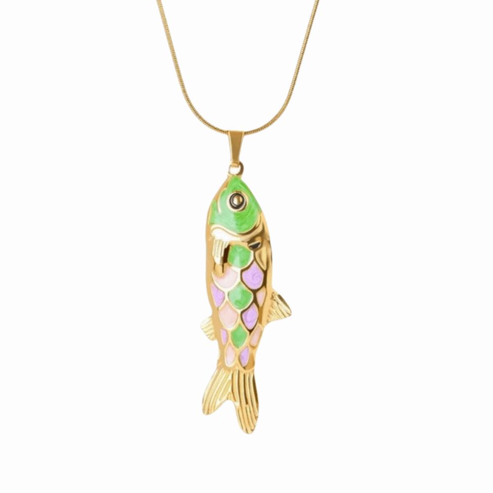 3D Charms Fish Pendant Necklace Snake Chain Marine Life Necklace Enamel Ocean Necklace  Classic