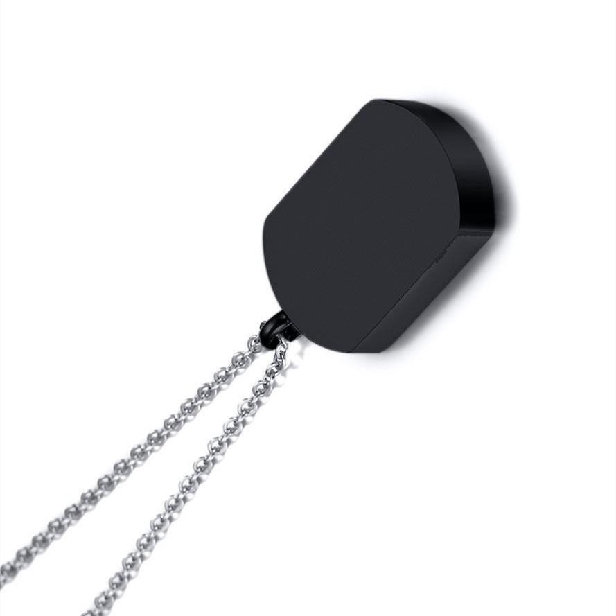 Titanium Steel Engraved Dog Tag Pendant: European-American Style Pet Cremation Urn & Perfume Bottle Necklace.