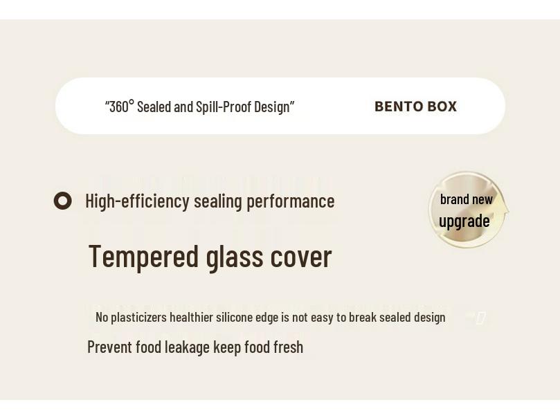 Korean Square 304 Stainless Steel Lunch Box with Airtight Glass Lid - Microwave Safe