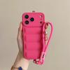 Funda de Silicona para Chaqueta de Plumas Suave Para iPhone 17 16 15 14 13 12 11 Pro Max Plus Air Antigolpes Protección de Cámara Funda con Correa de Muñeca