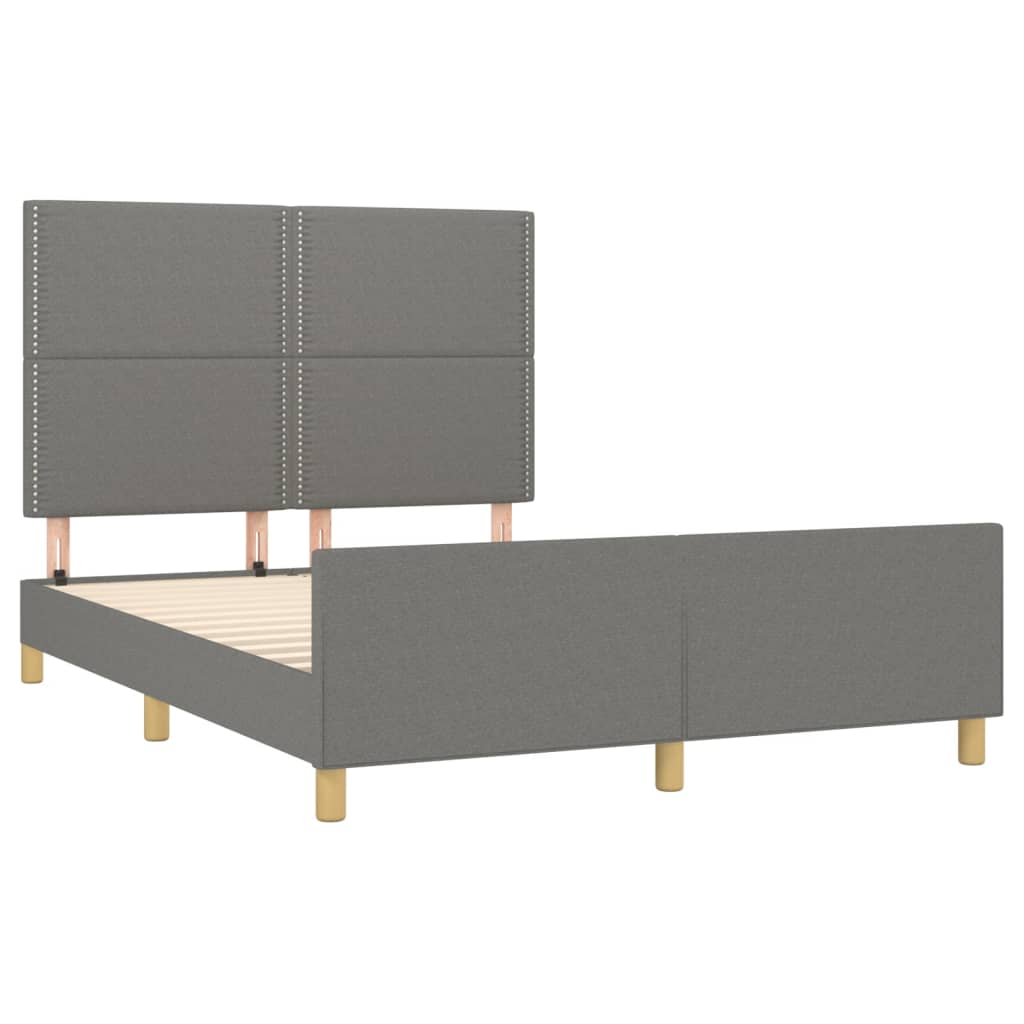 Vidaxl Bed Frame Without Mattress, Dark Gray, 140X200 Cm, Upholstered