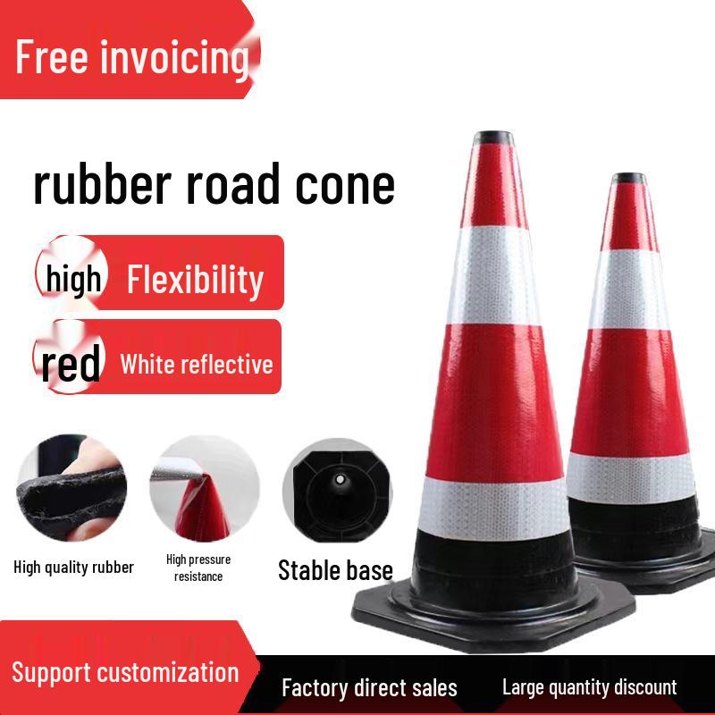 70cm Reflective Rubber Safety Cone - High-Speed Traffic Warning & Isolation Barrier