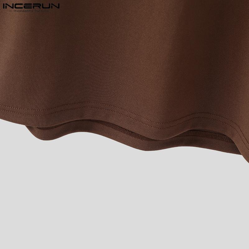 INCERUN Men's Short Sleeve Casual Striped Patchwork Oversized Tops T-shirts