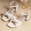 Fashion Buckle Strap 2025 Sandals Comfort Shoes for Women Square Toe Block Heels Large Size Suit Female Beige New Fashion Chunky Girls