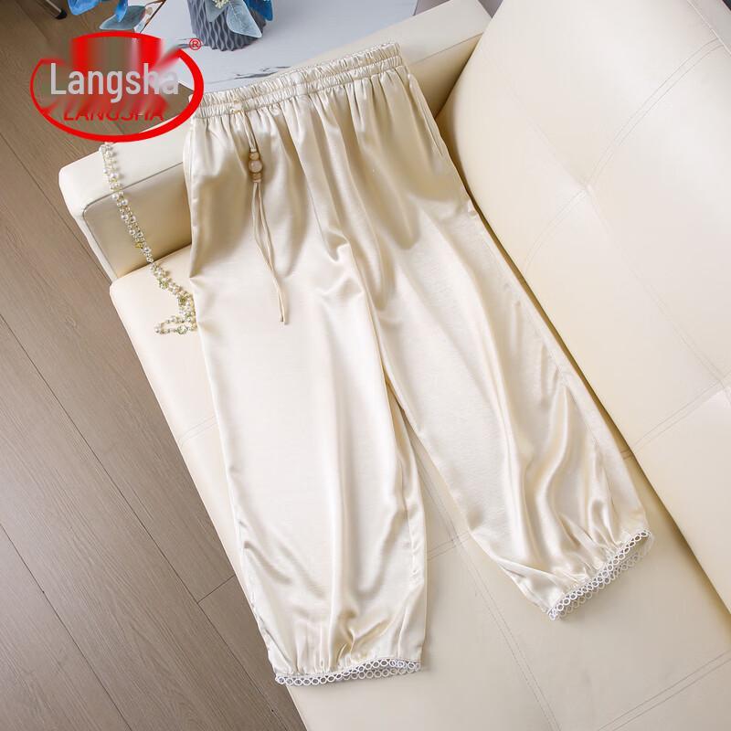 

LangSha Women s Acetate Silk Tassel Wide-Leg Capris M