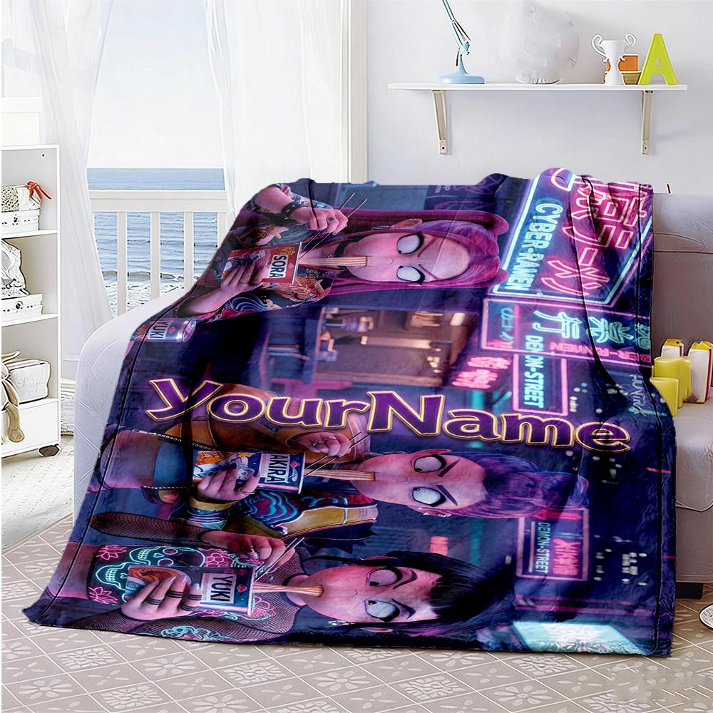 Demon Hunter Girls 7 Customize Text Blanket Lightweight Customizable Blanket Durable Comfort Great for Seaside Picnics Home Decor Sofa All-Season Use
