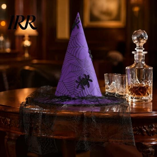 Costume Accessories for Carnival Nights Halloween Witch Hat, with Lace Mesh And Simulated Spiders, Gothic Style Holiday Photo Props Accessory, Parties