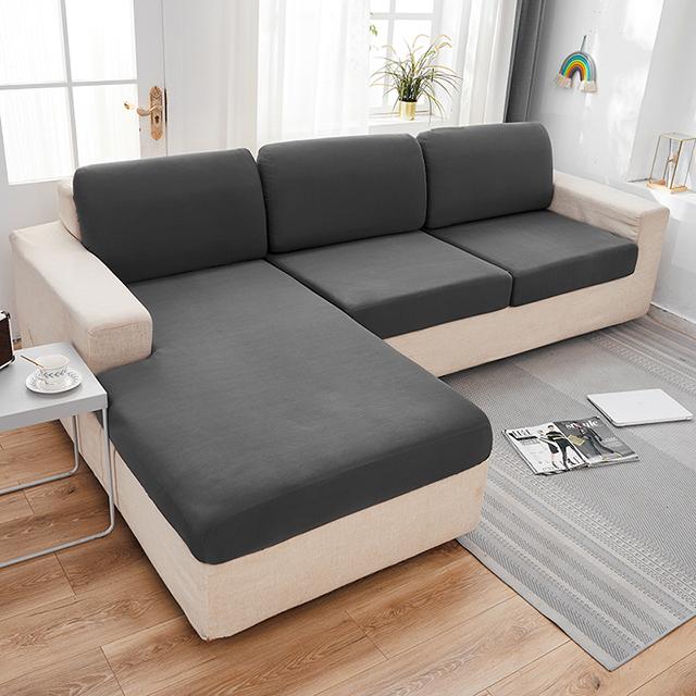 Solid Color Sofa Cushion Covers For Living Room Elastic Sofa Seat Cover Corner Couch Cover Slipcover Chair Protector