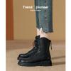 Middle heel autumn and winter new Martin boots women's thick-soled lace-up leather short boots women's beige temperament boots women