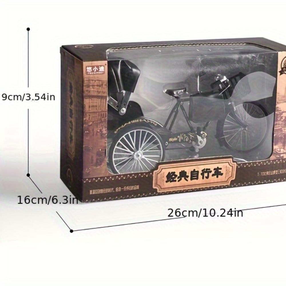 1:10 Scale Vintage Tricycle Model Kit,DIY Retro Bicycle Replica with Detachable Black Frame, Red Seat,Golden Accents, Ideal for Home/Office Decor